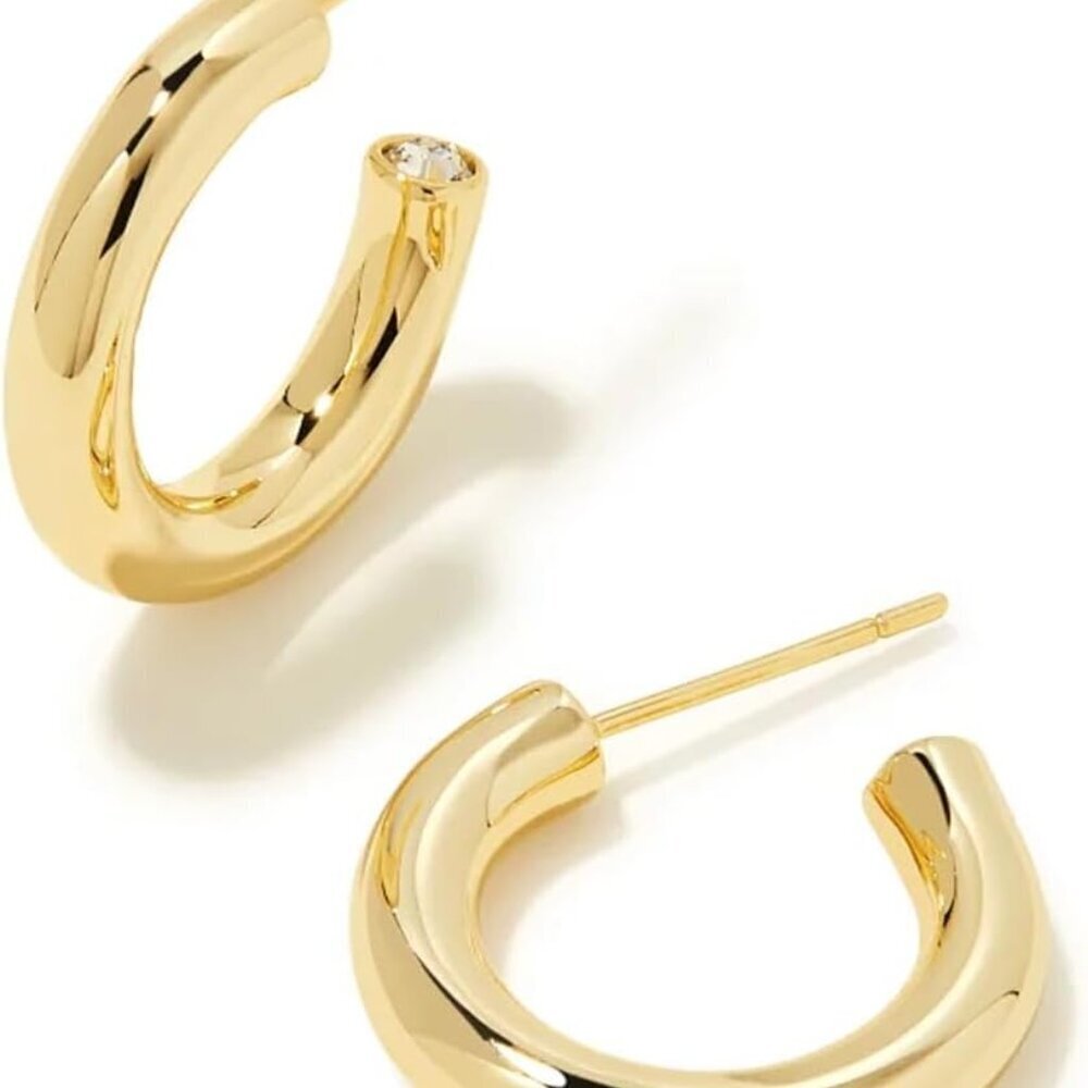 Gold Metal Hoop Earrings Women Huggie Stud Jewelry Gift